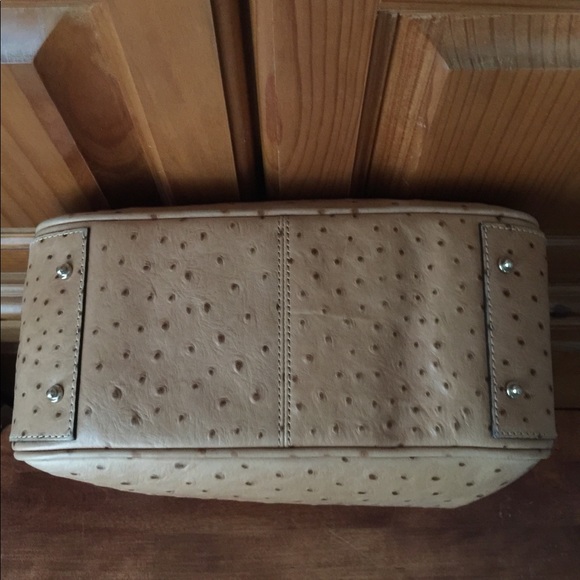Dooney & Bourke Tan Ostrich Leather Satchel. - Picture 6 of 8